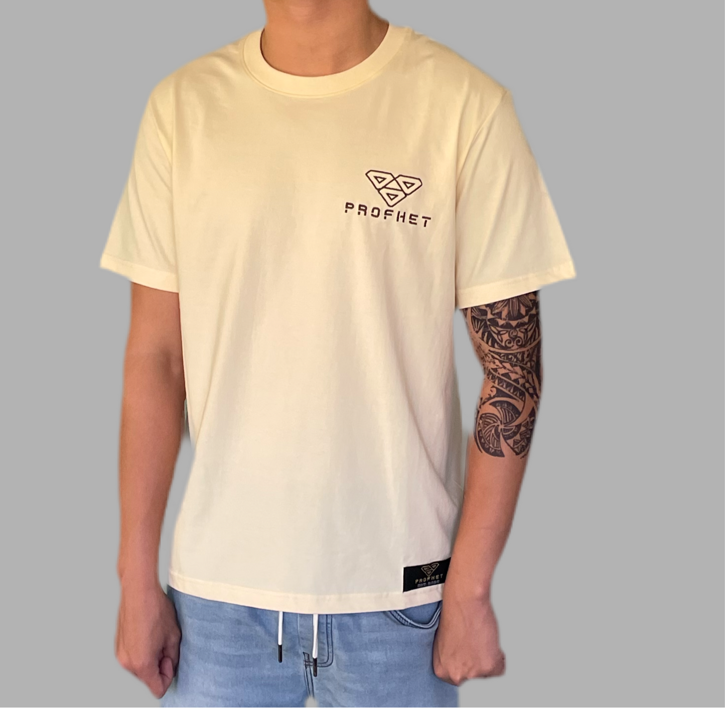 Cream ‘Know Your Roots’ block T-Shirt