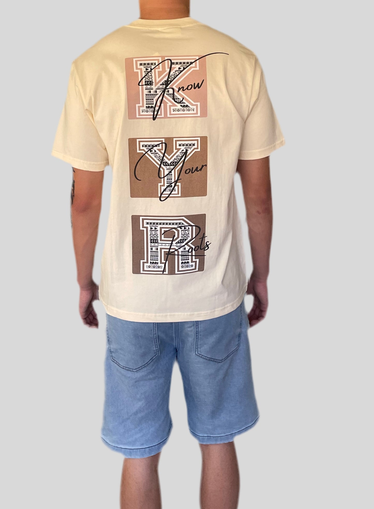 Cream ‘Know Your Roots’ block T-Shirt