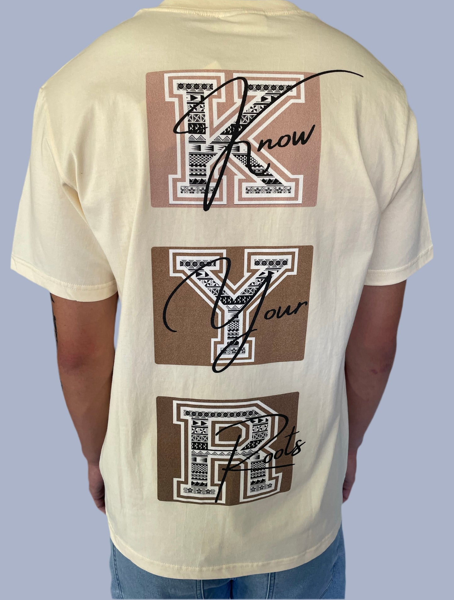 Cream ‘Know Your Roots’ block T-Shirt