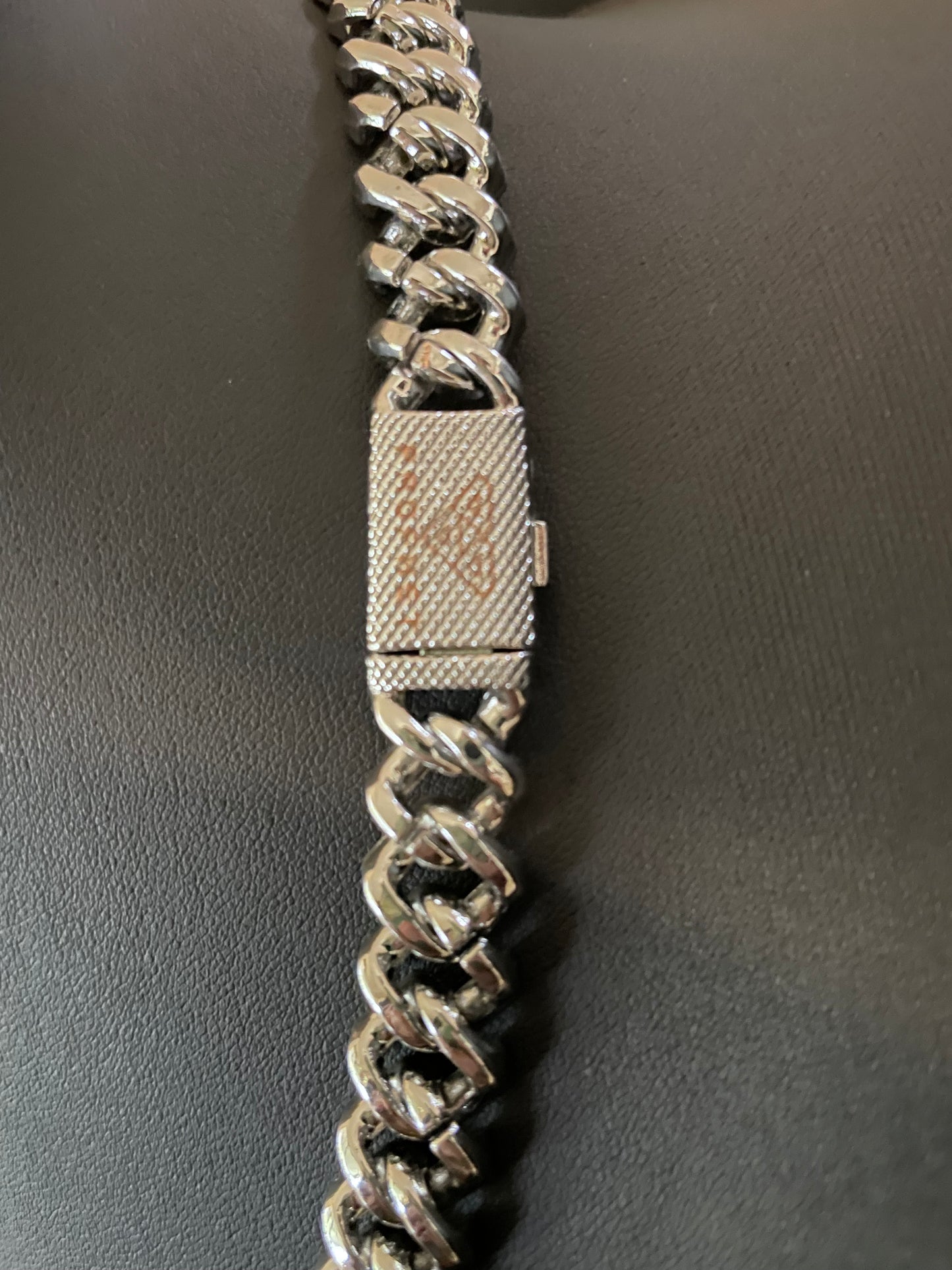 12mm Silver Cuban Link CZ necklace (light)