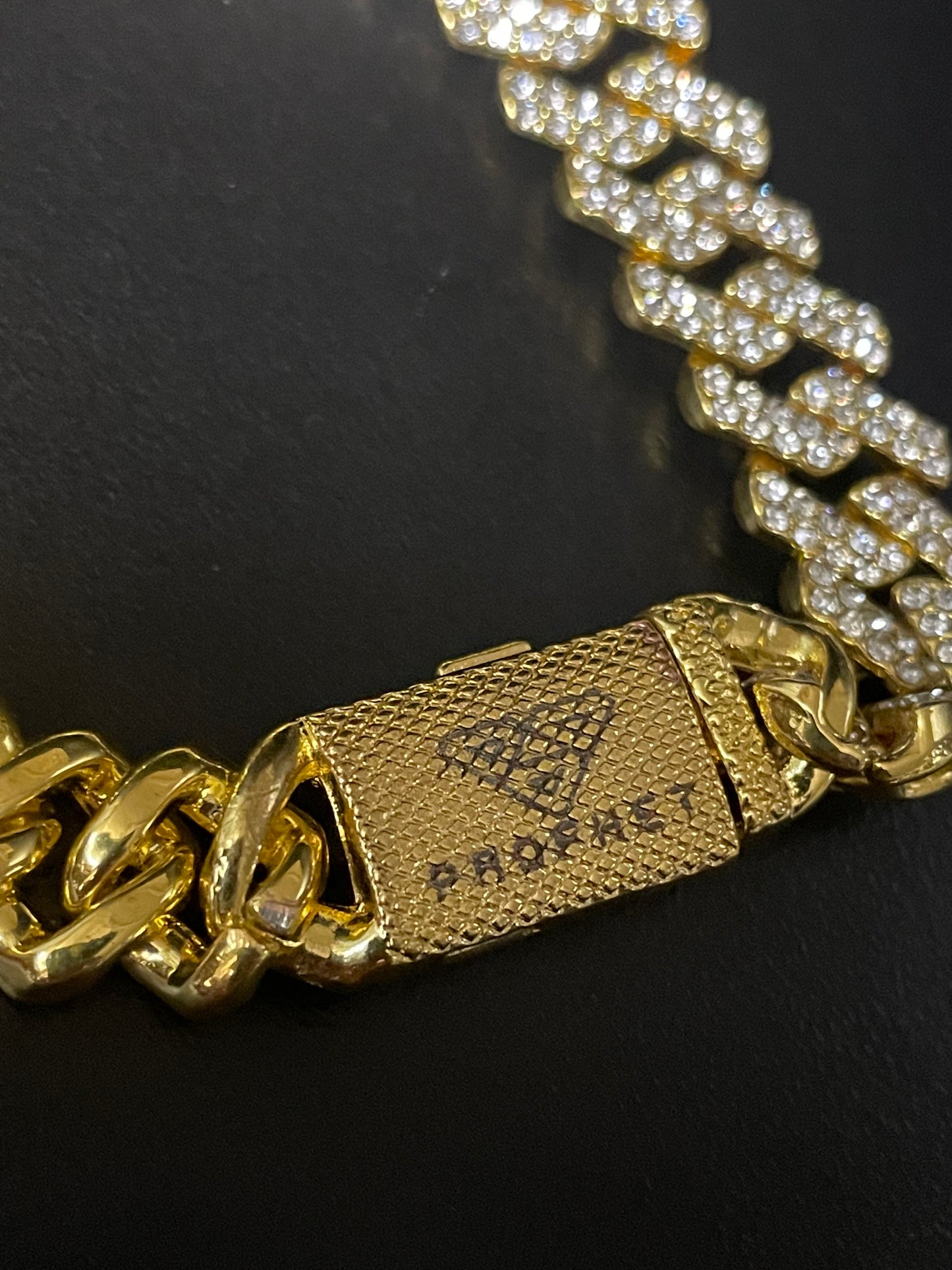 12mm Gold Cuban Link CZ bracelet (light)