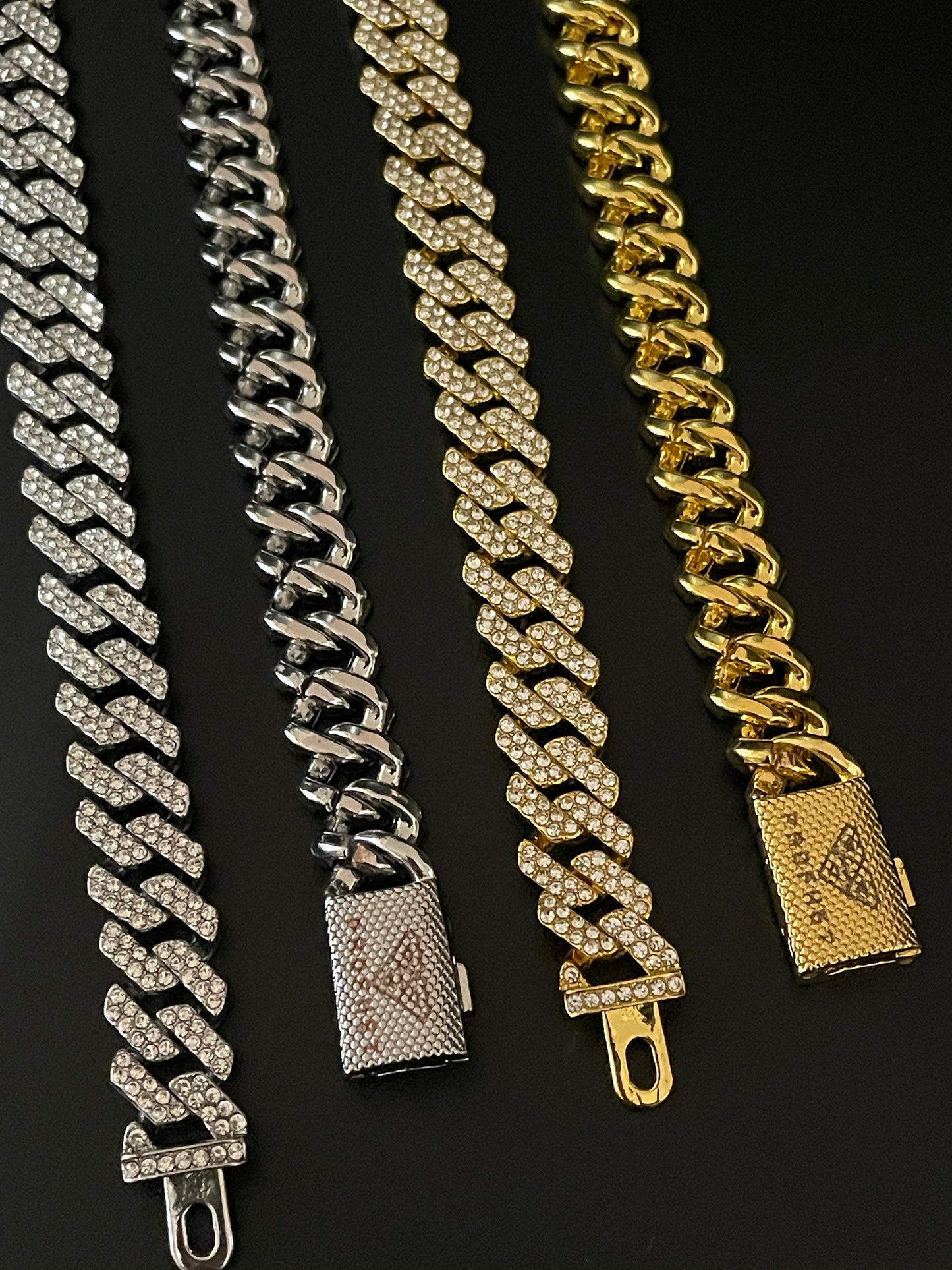 12mm Silver Cuban Link CZ bracelet (light)