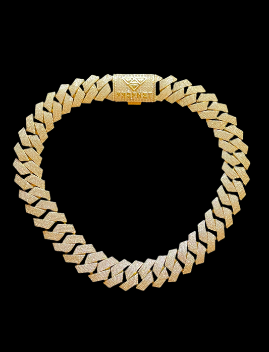 “BUSTA” 25mm Gold Cuban Link CZ necklace (heavy)