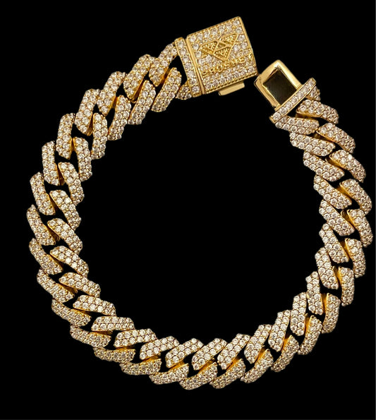 12mm Gold Cuban Link CZ bracelet (heavy) - Profhet Necklace