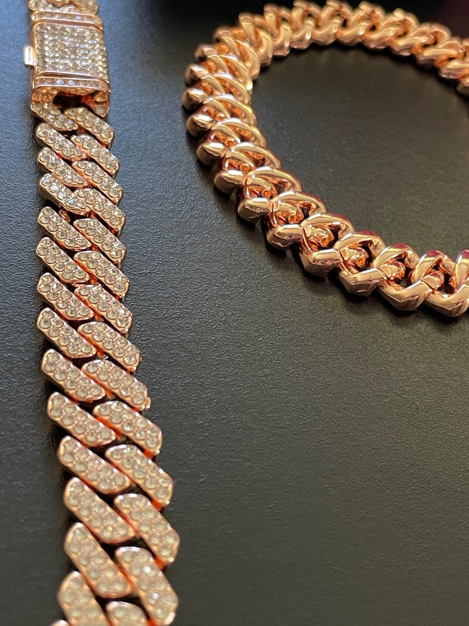 12mm Rose Gold Cuban Link CZ bracelet (light) - Profhet Necklace