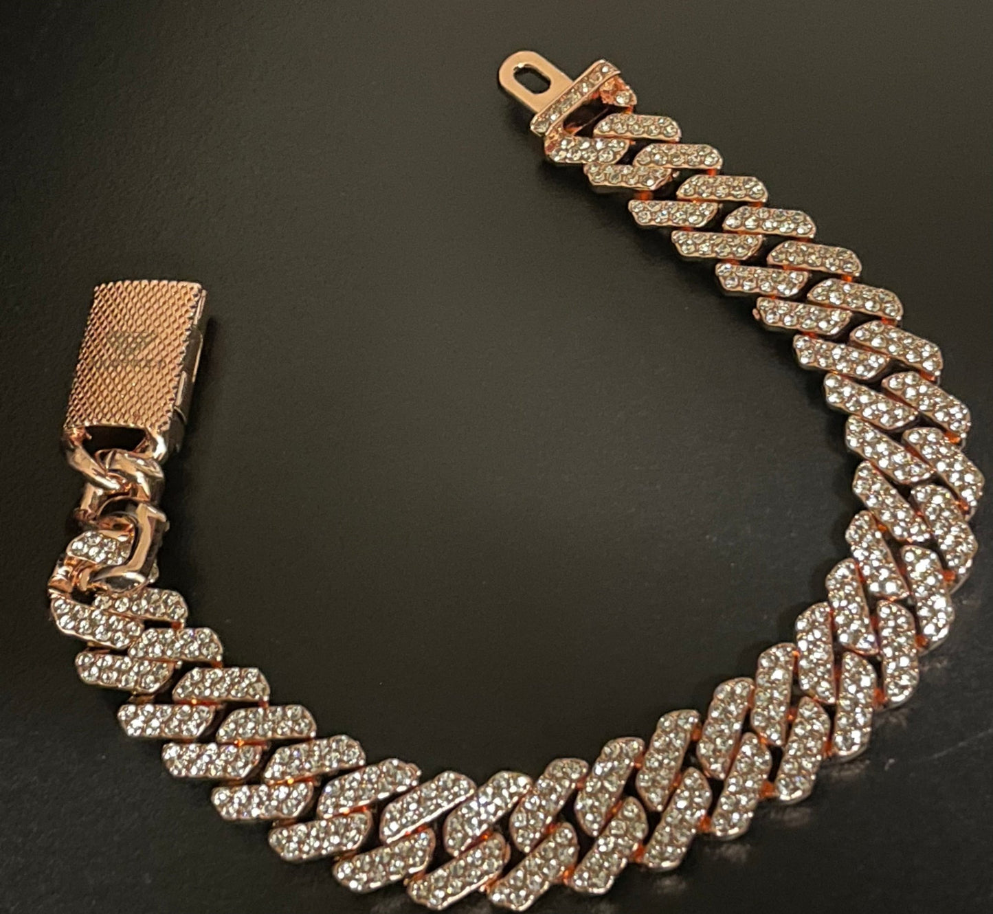 12mm Rose Gold Cuban Link CZ bracelet (light) - Profhet Necklace