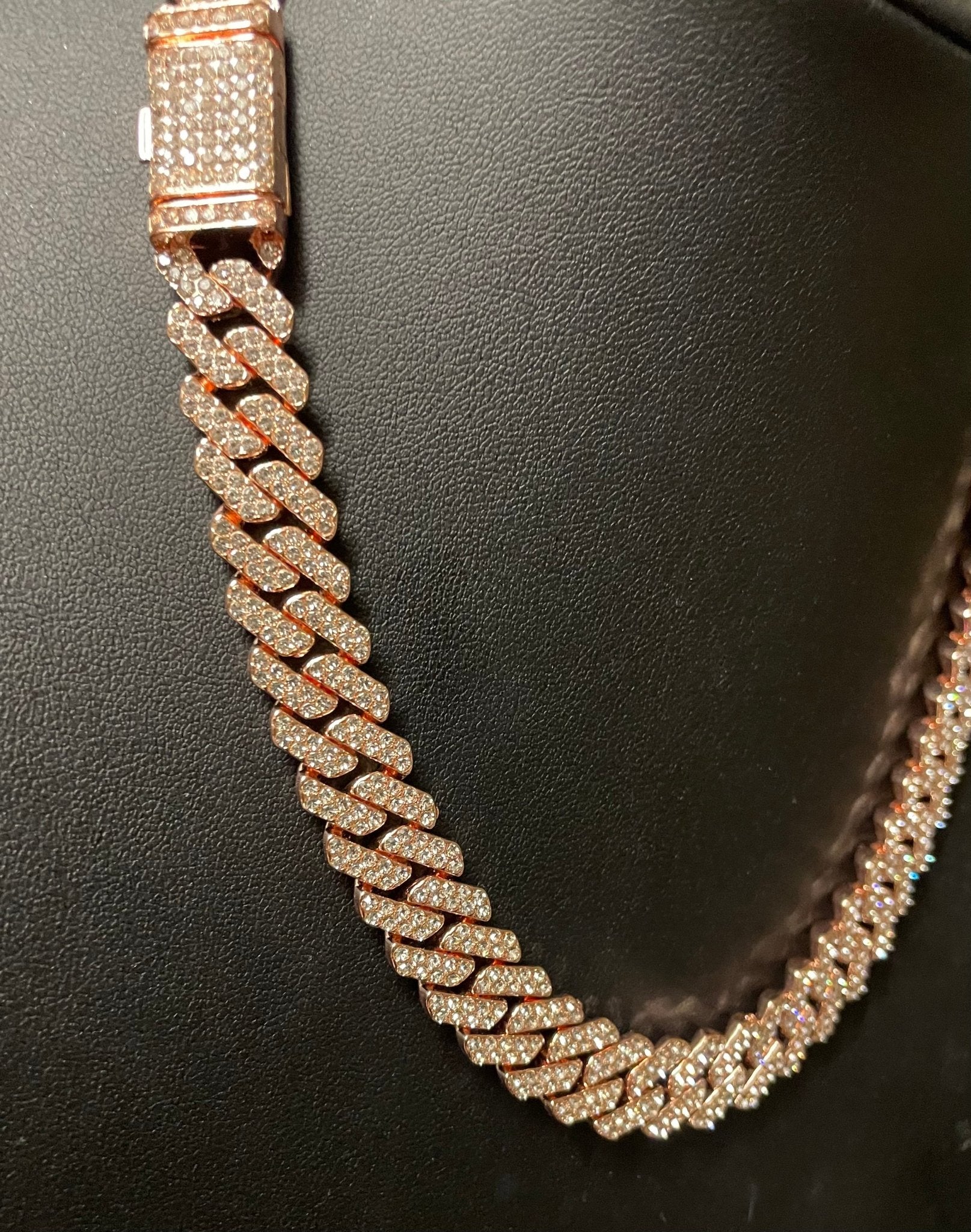 12mm Rose Gold Cuban Link CZ necklace (light) - Profhet Necklace