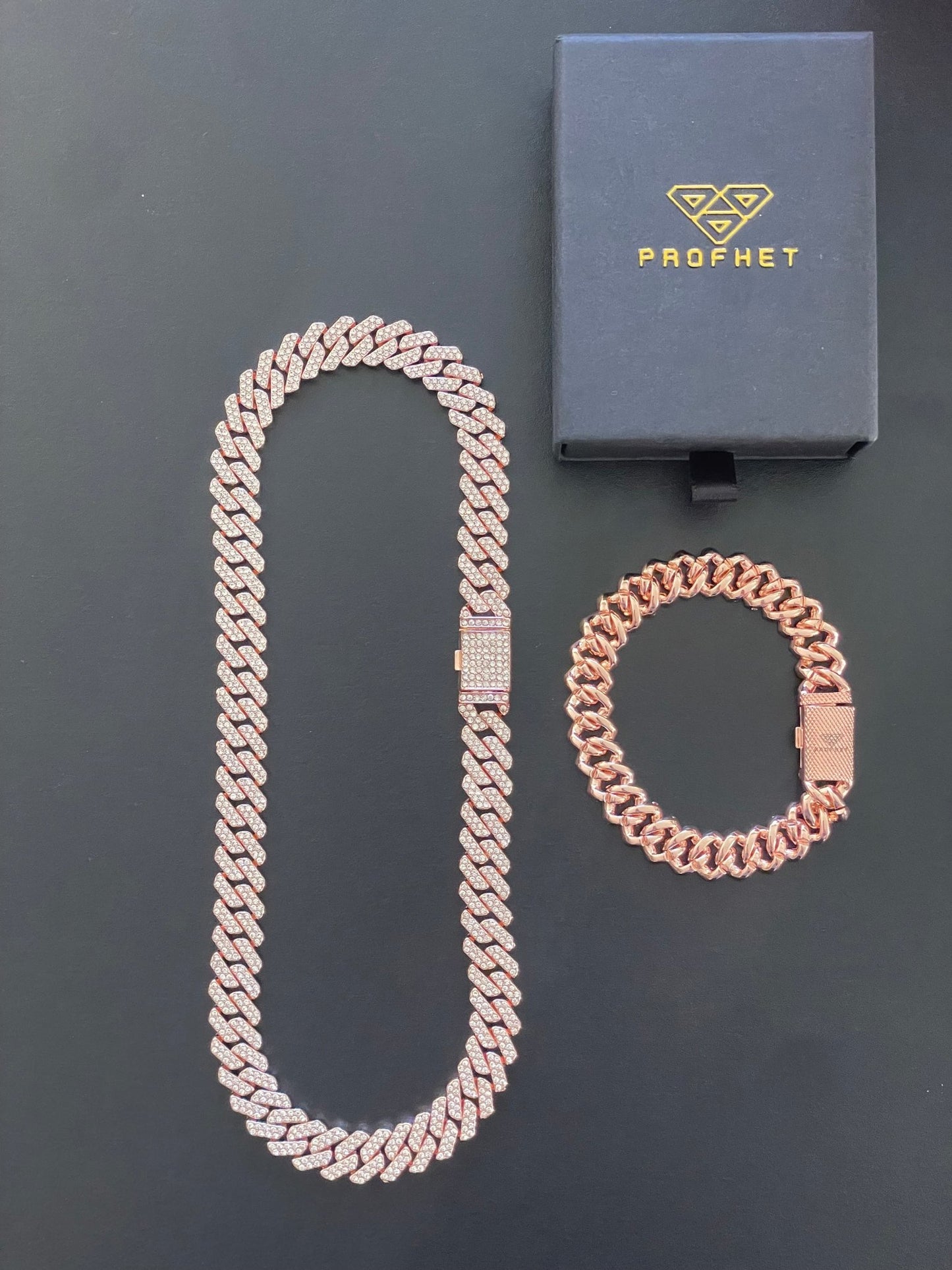 12mm Rose Gold Cuban Link CZ necklace (light) - Profhet Necklace