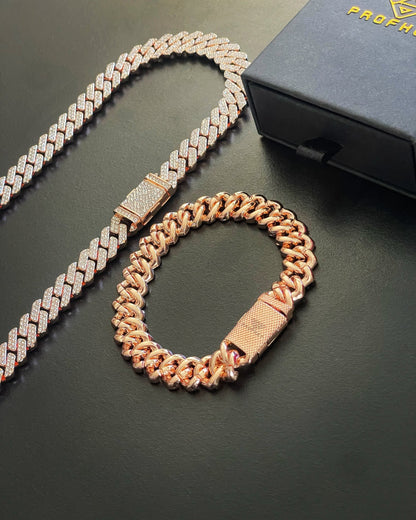 12mm Rose Gold Cuban Link CZ necklace (light) - Profhet Necklace