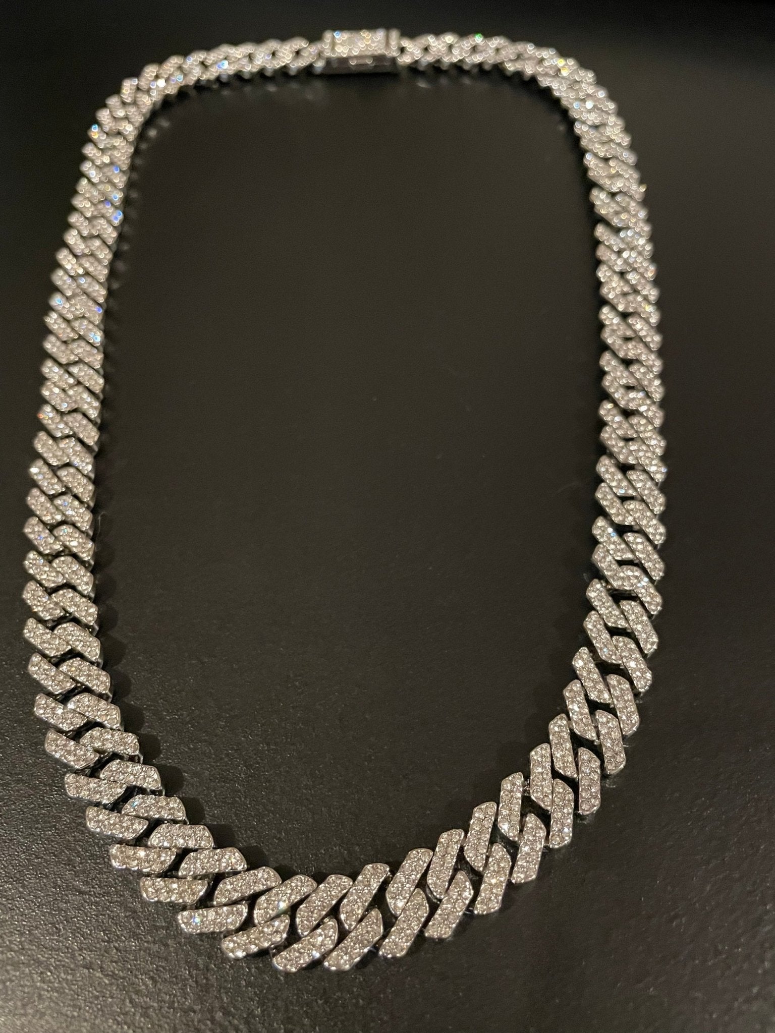 12mm Silver Cuban Link CZ necklace (light) - Profhet Necklace