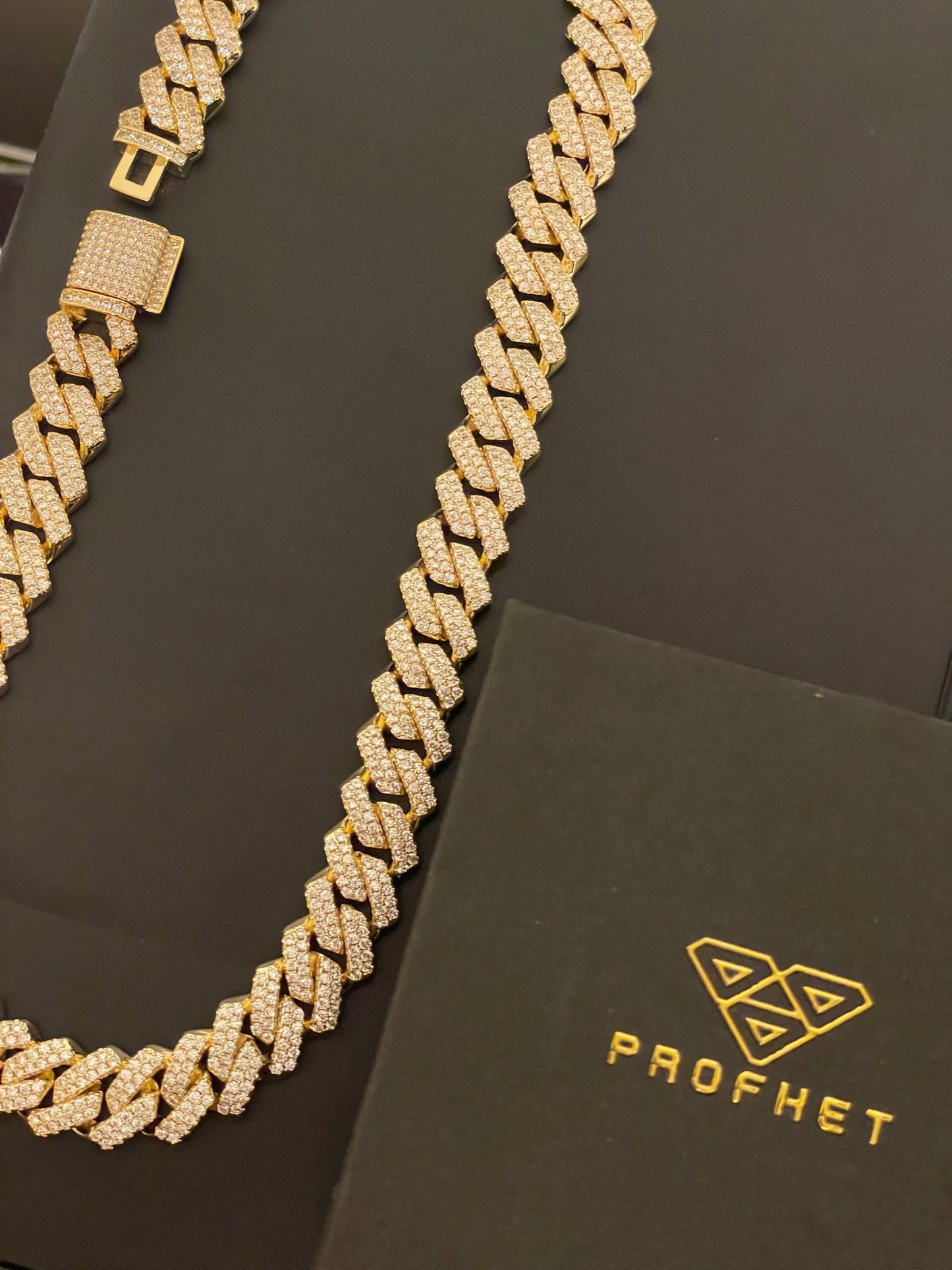 13mm Gold CZ Cuban necklace - Profhet Necklace