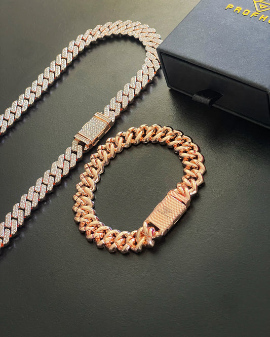 12mm Rose Gold Cuban Link CZ necklace