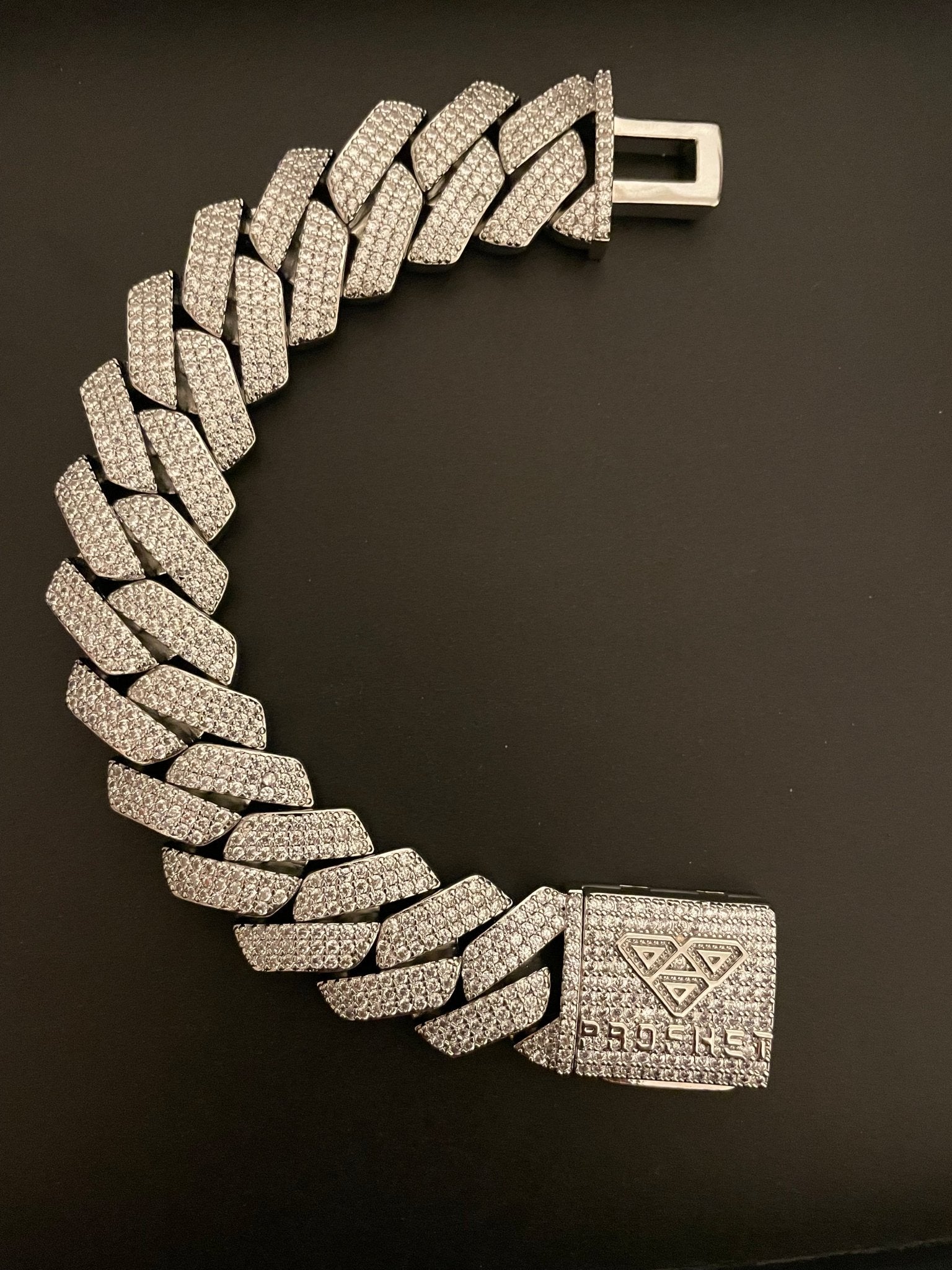 20mm White Gold CZ Cuban bracelet - Profhet Necklace