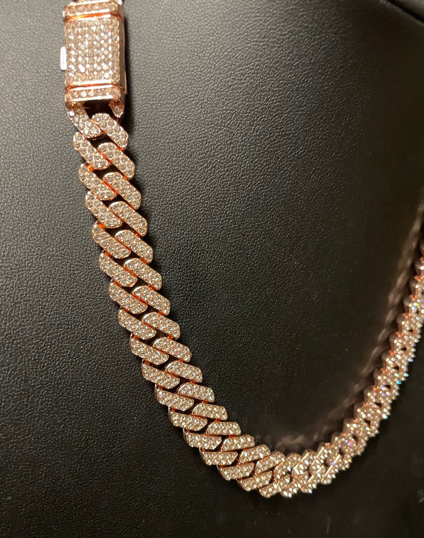 12mm Rose Gold Cuban Link CZ necklace