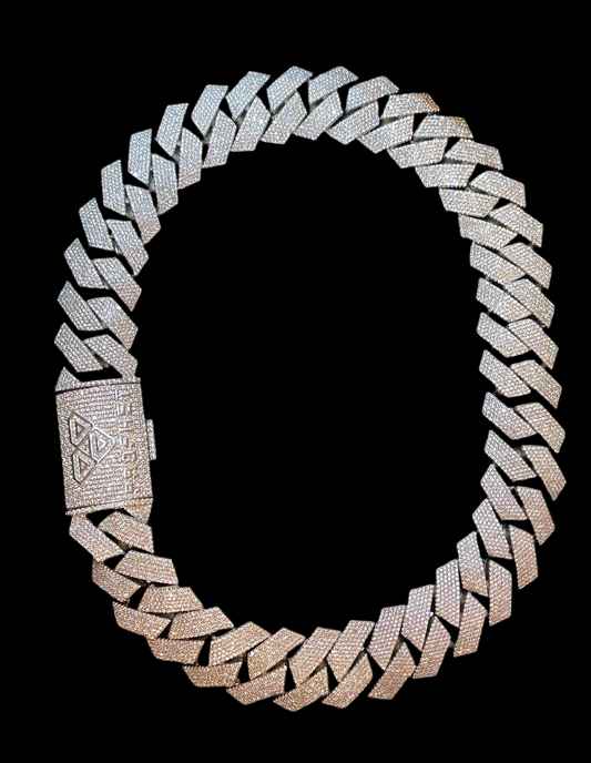 “BUSTA” 25mm White Gold Cuban Link CZ necklace (heavy)