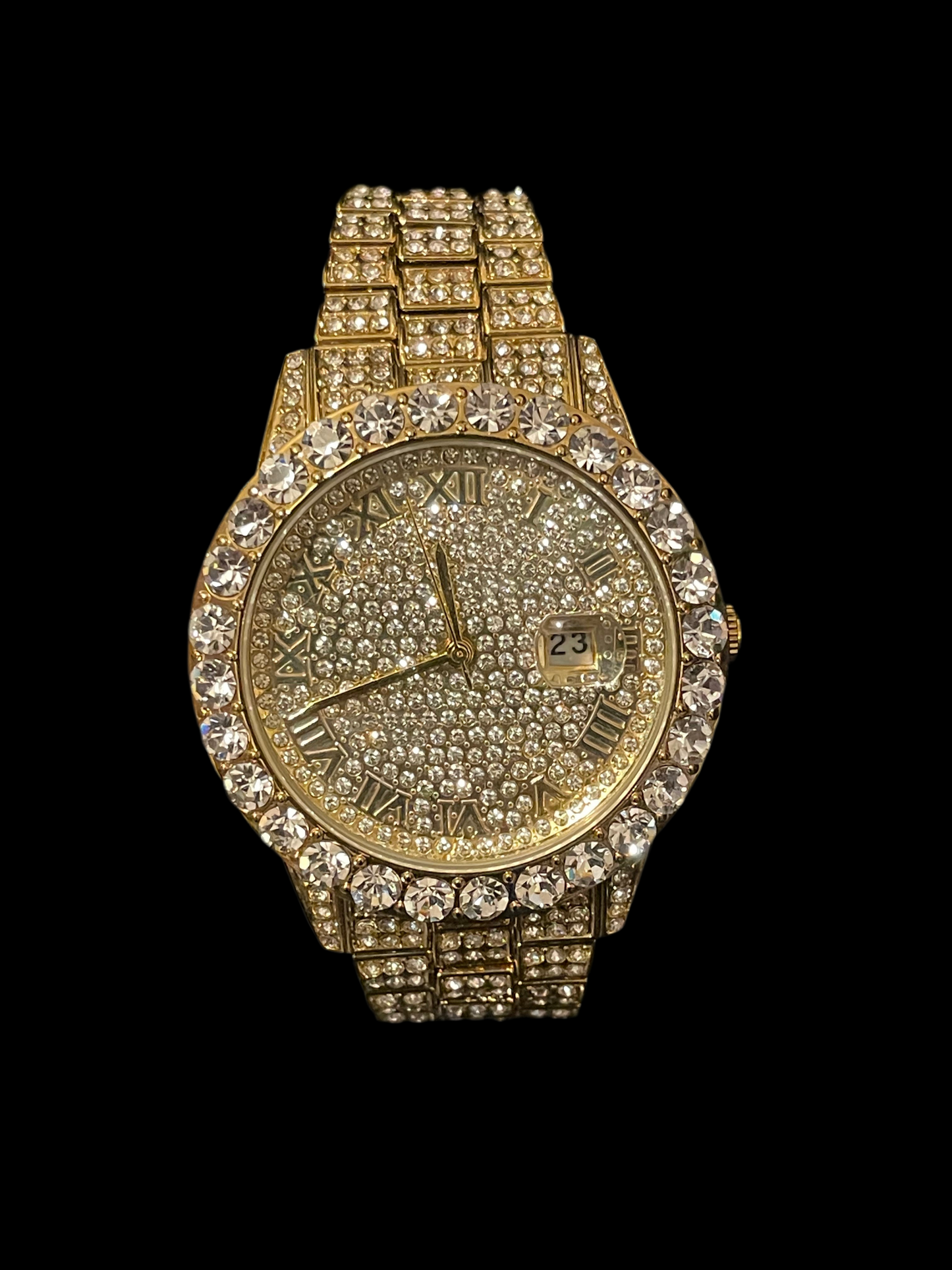 Cubic Zirconia Gold Diamond Watch