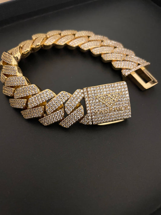 20mm Gold CZ Cuban bracelet