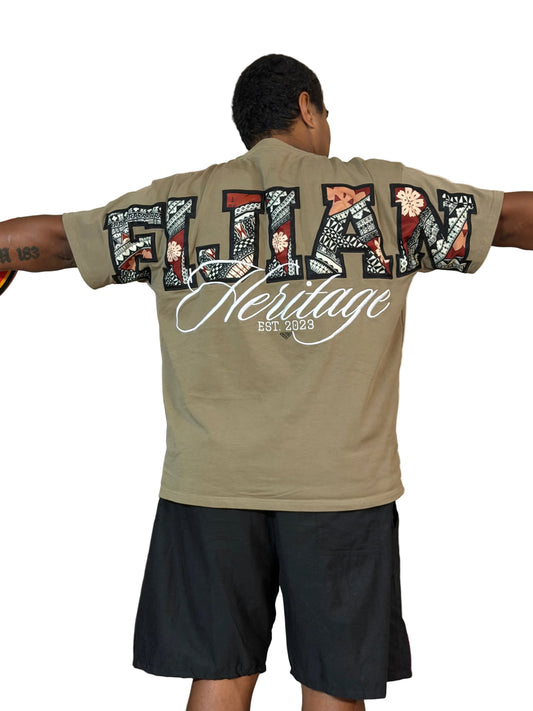 Oversized Fijian Heritage t-shirt (khaki)