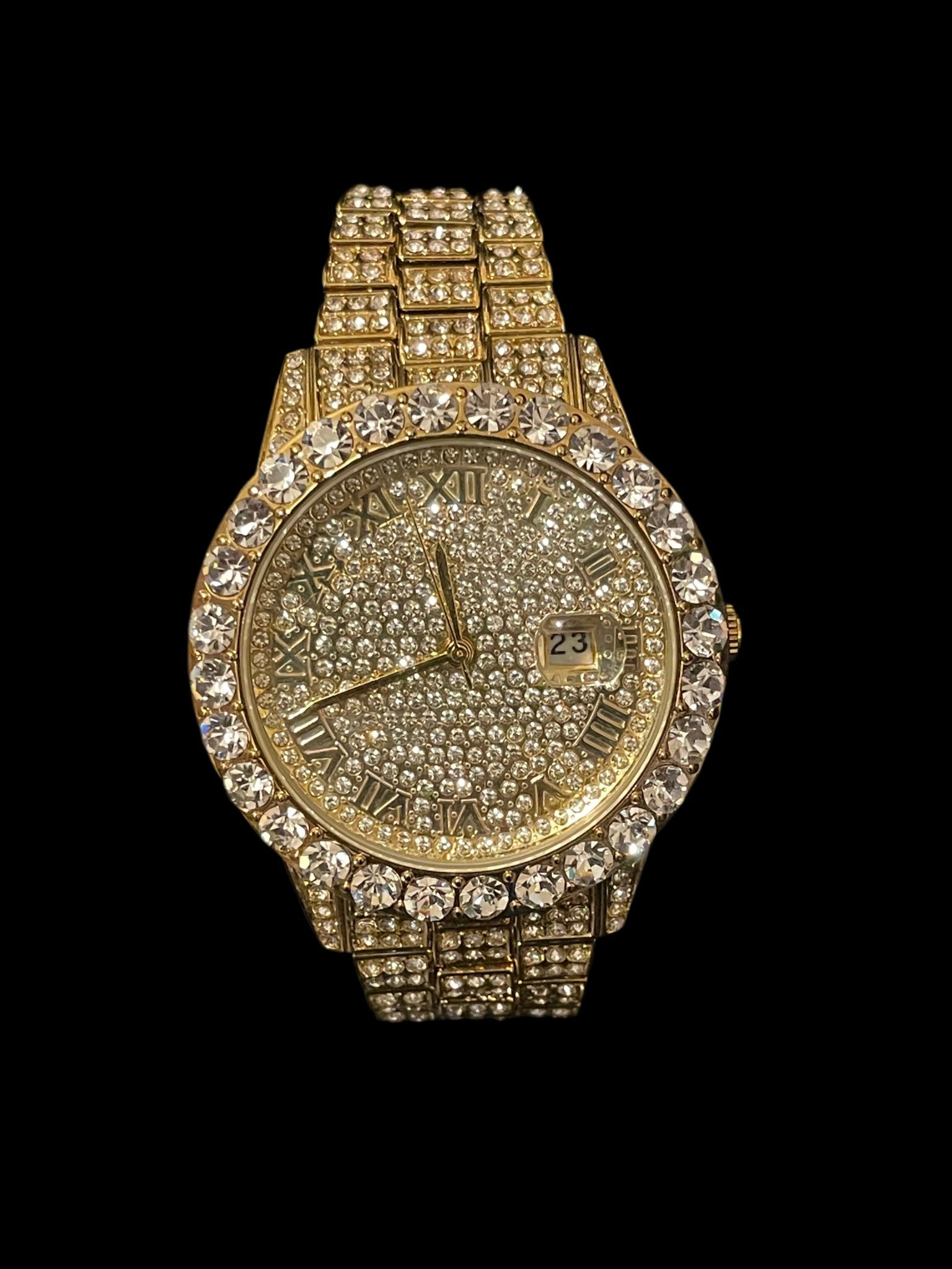 Cubic Zirconia Gold Diamond Watch - Profhet Watch