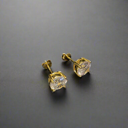 Gold Cubic diamond stud earrings (7mm) - Profhet Earrings