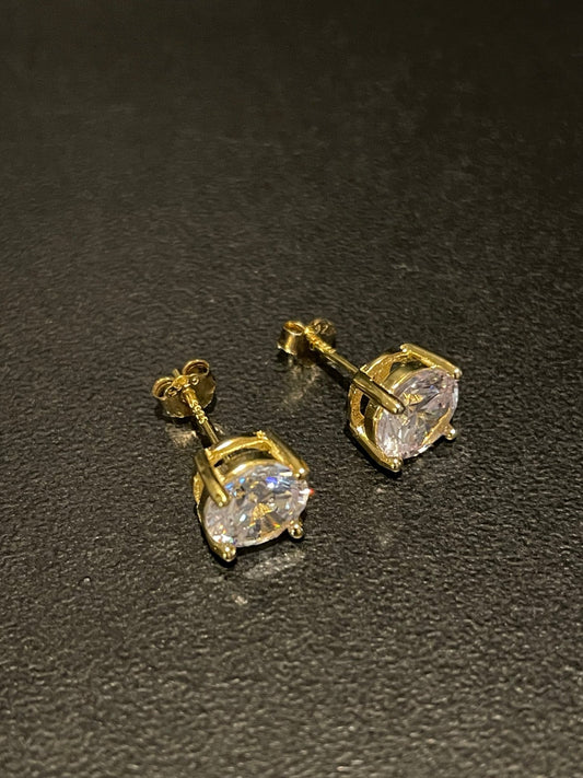 Gold Cubic diamond stud earrings (8mm) - Profhet Earrings