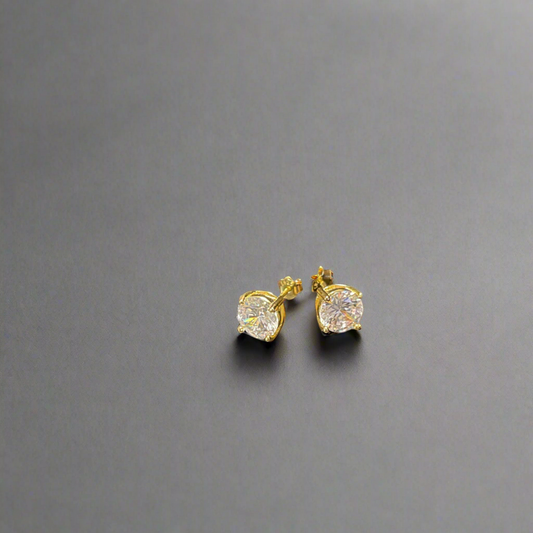 Gold Cubic diamond stud earrings (7mm)