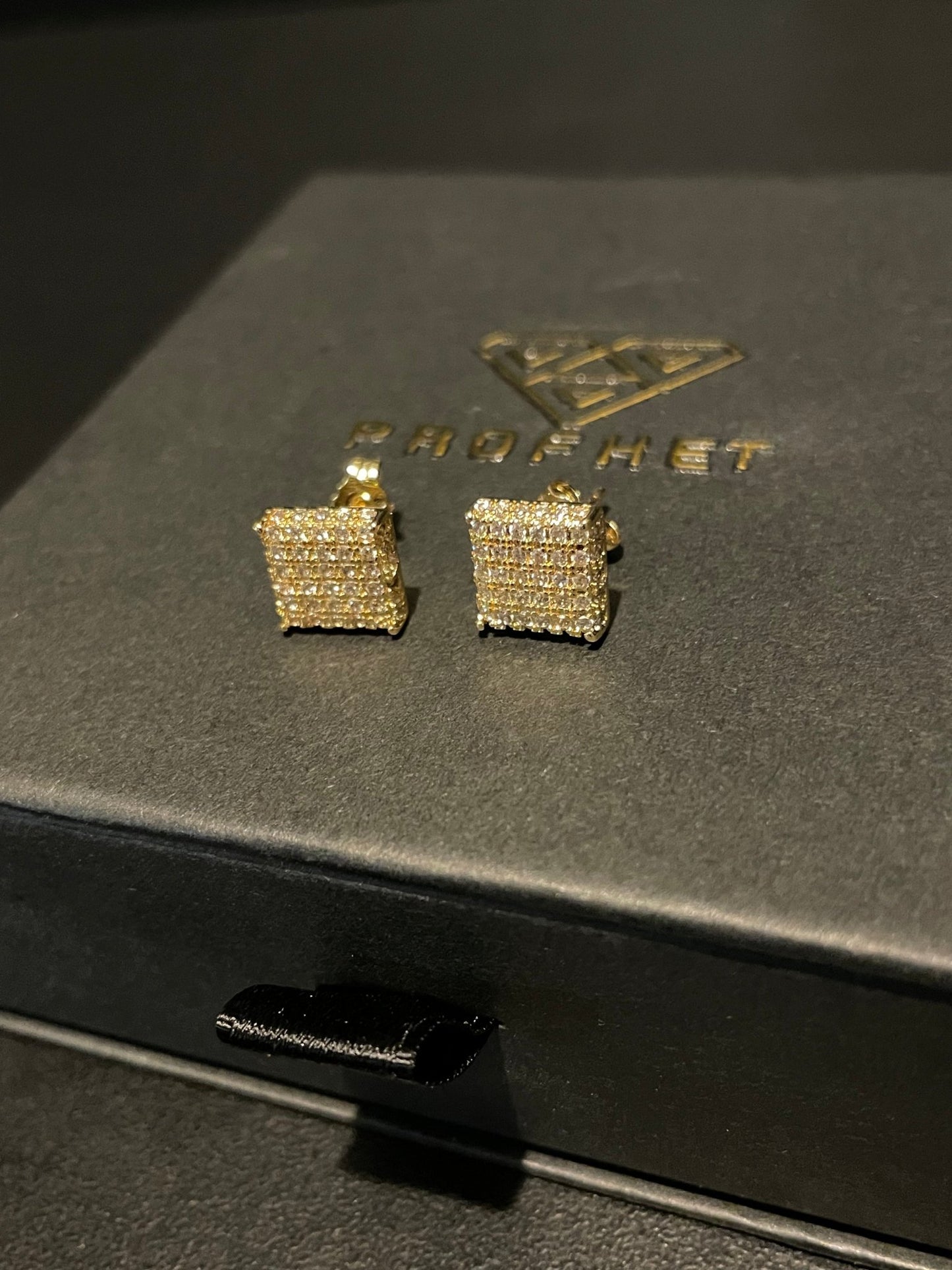 Ice squared gold earrings - Profhet Earrings