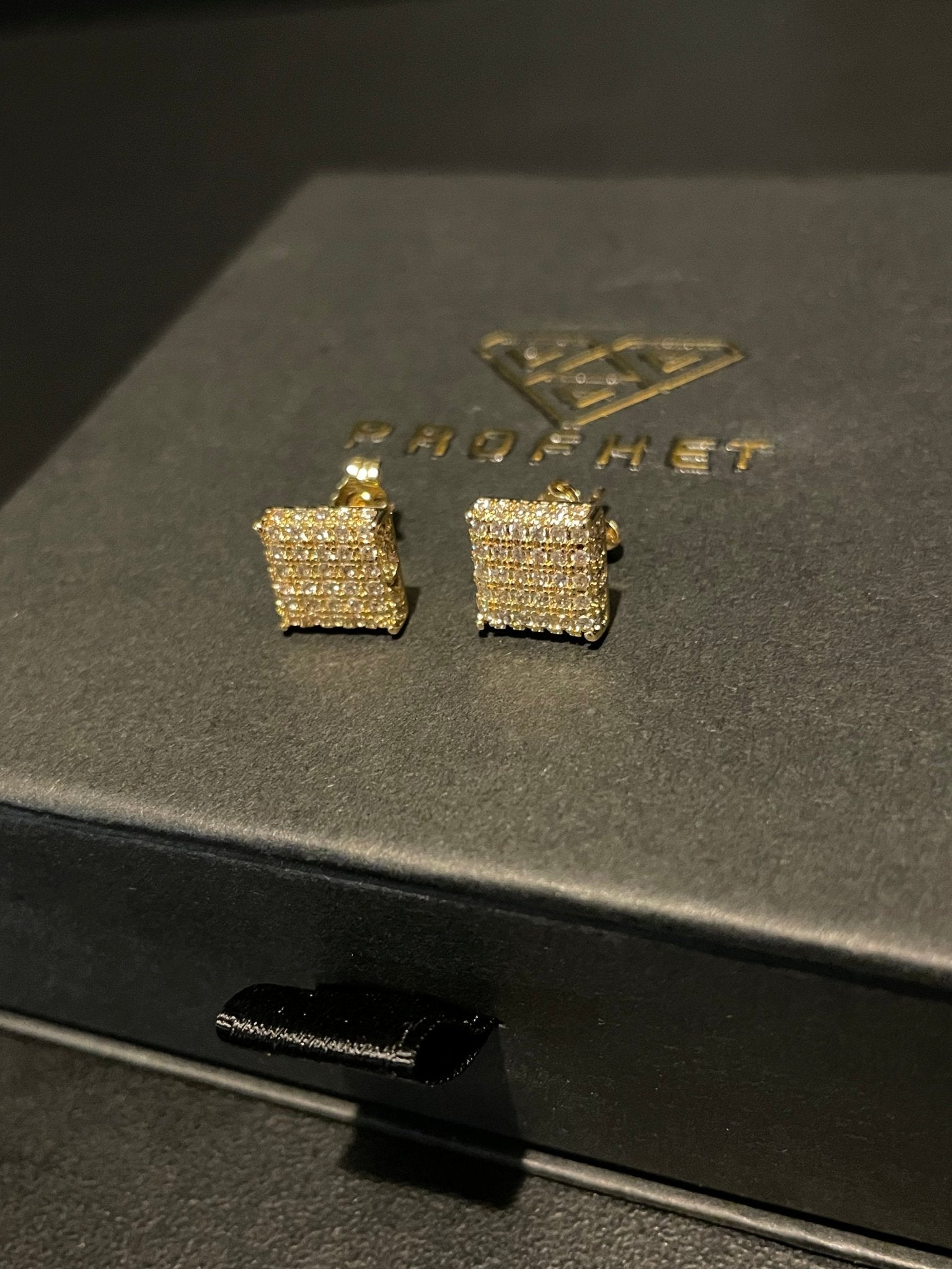 Ice squared gold earrings - Profhet Earrings