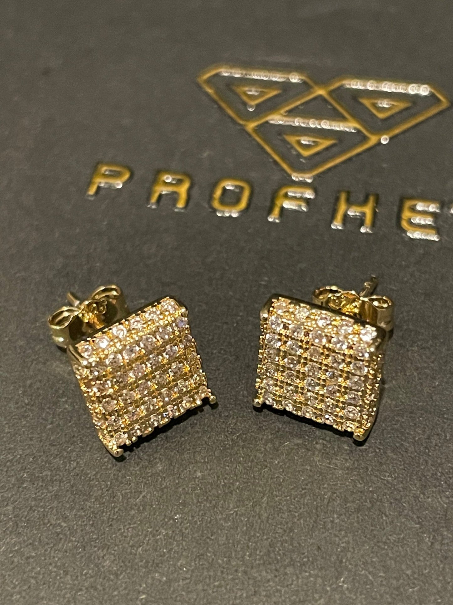 Ice squared gold earrings - Profhet Earrings