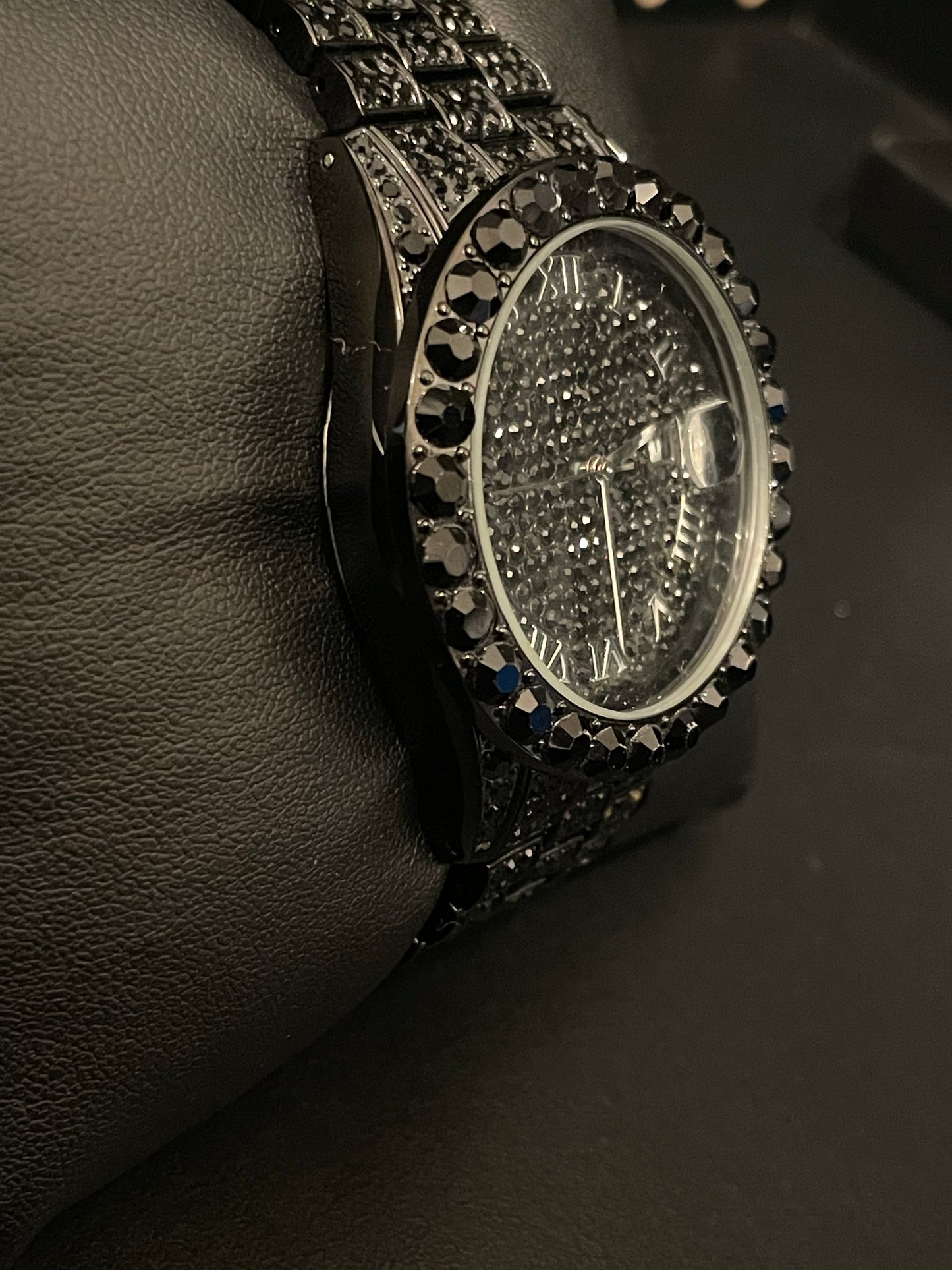 Cubic Zirconia Black Diamond Watch