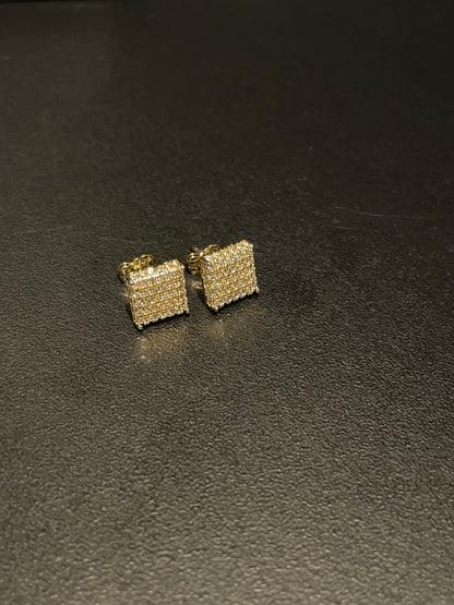 Ice squared gold earrings