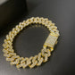 12mm Gold Cuban Link CZ bracelet (light)