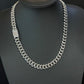 12mm Silver Cuban Link CZ necklace (light)