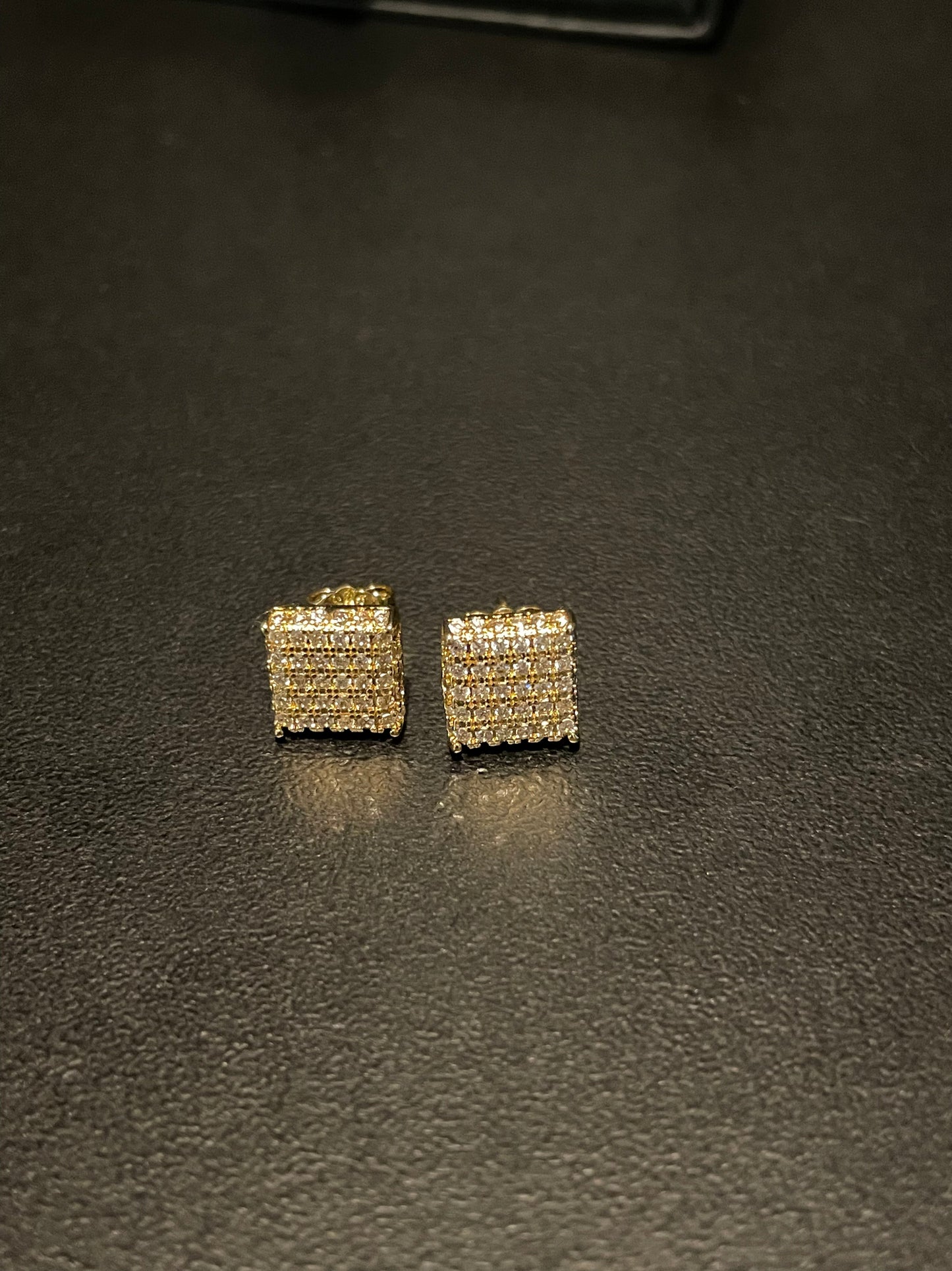 Ice squared gold earrings