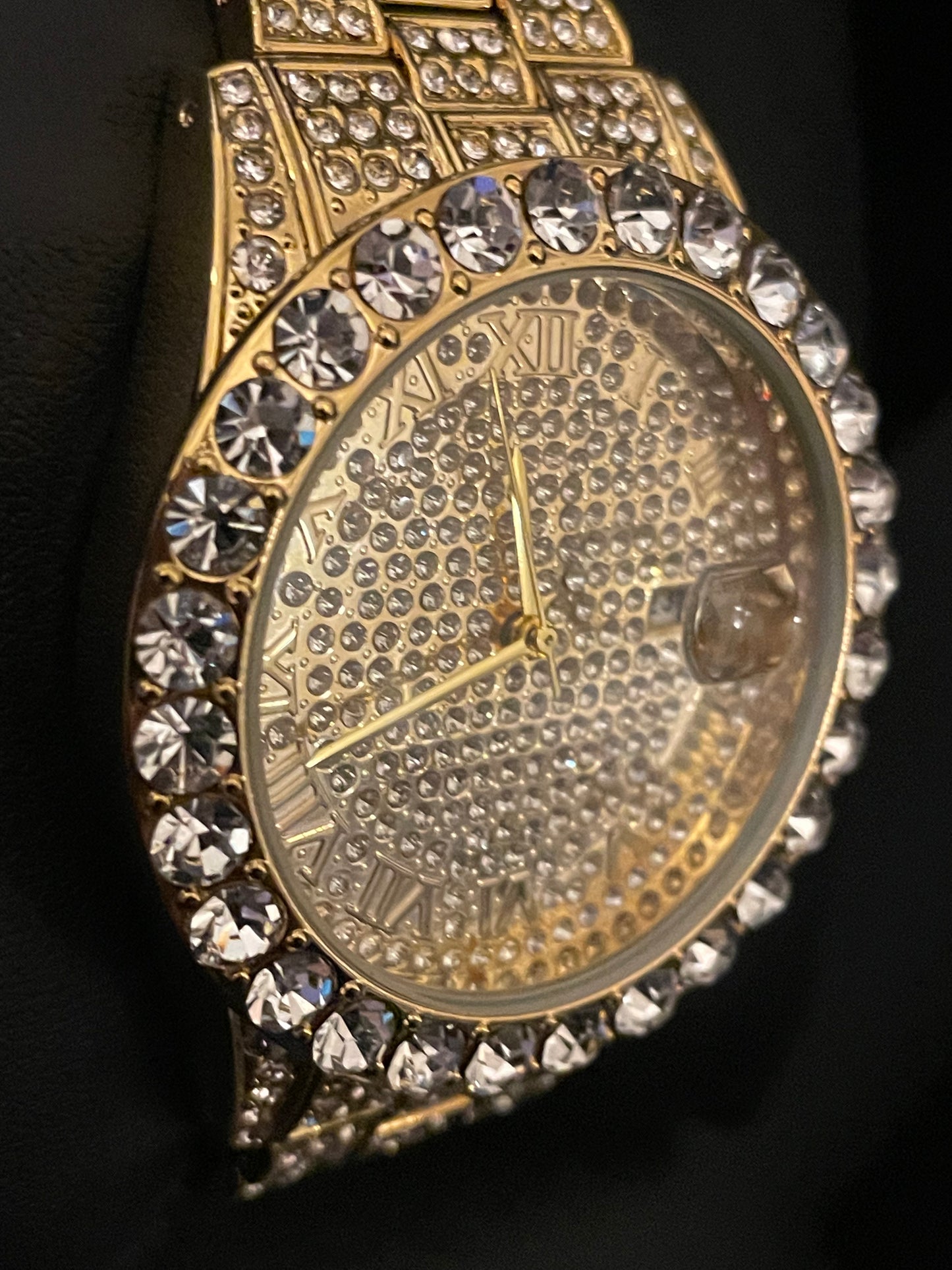 Cubic Zirconia Gold Diamond Watch