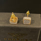 CZ gold square earrings