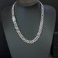 12mm Silver Cuban Link CZ necklace (light)