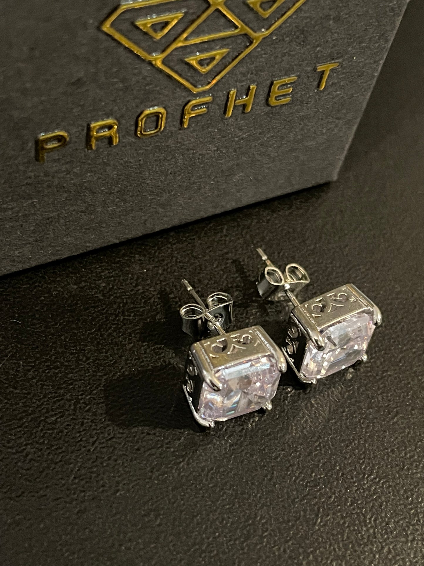 Silver 925 plated square zircon earrings