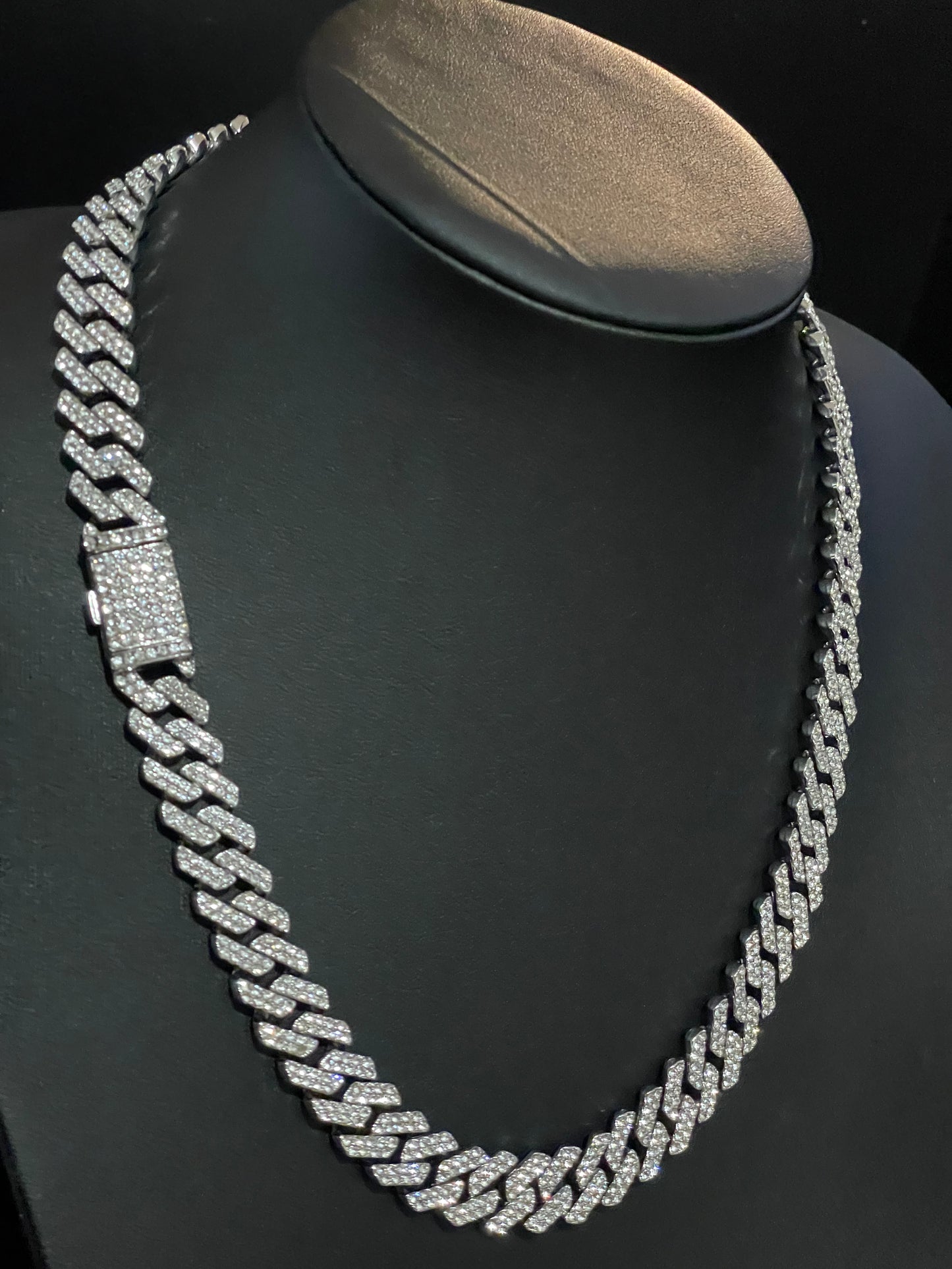 12mm Silver Cuban Link CZ necklace