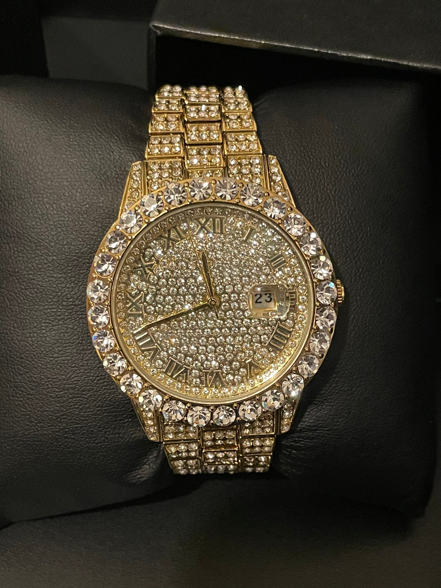 Cubic Zirconia Gold Diamond Watch