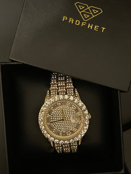 Cubic Zirconia Gold Diamond Watch