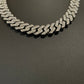 12mm Silver Cuban Link CZ necklace (light)