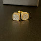 CZ gold square earrings