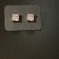 Silver crystal stud square earrings