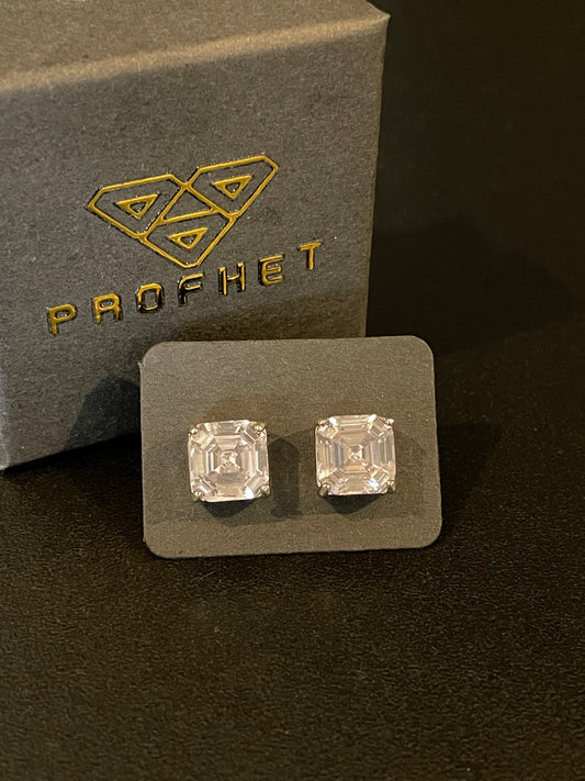 Silver 925 plated square zircon earrings