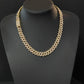 12mm Gold Cuban Link CZ necklace (light)