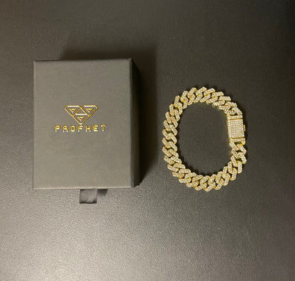 12mm Gold Cuban Link CZ bracelet