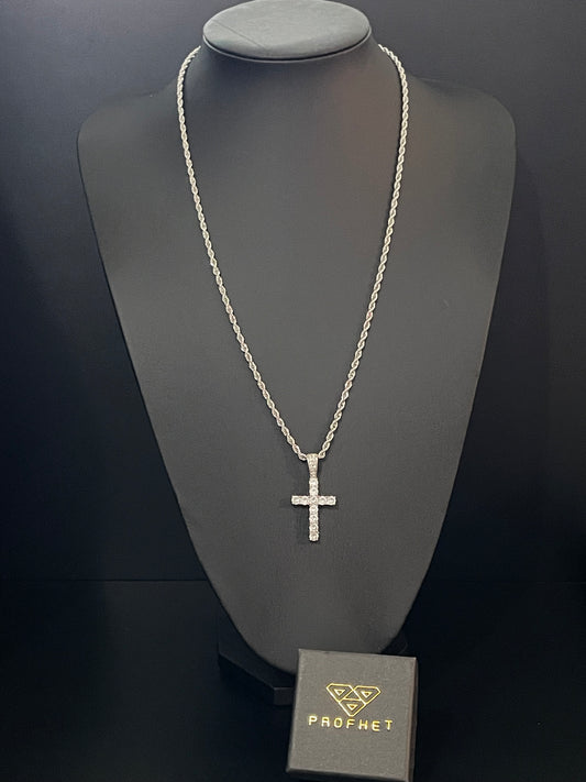 Cross CZ pendant (white gold)