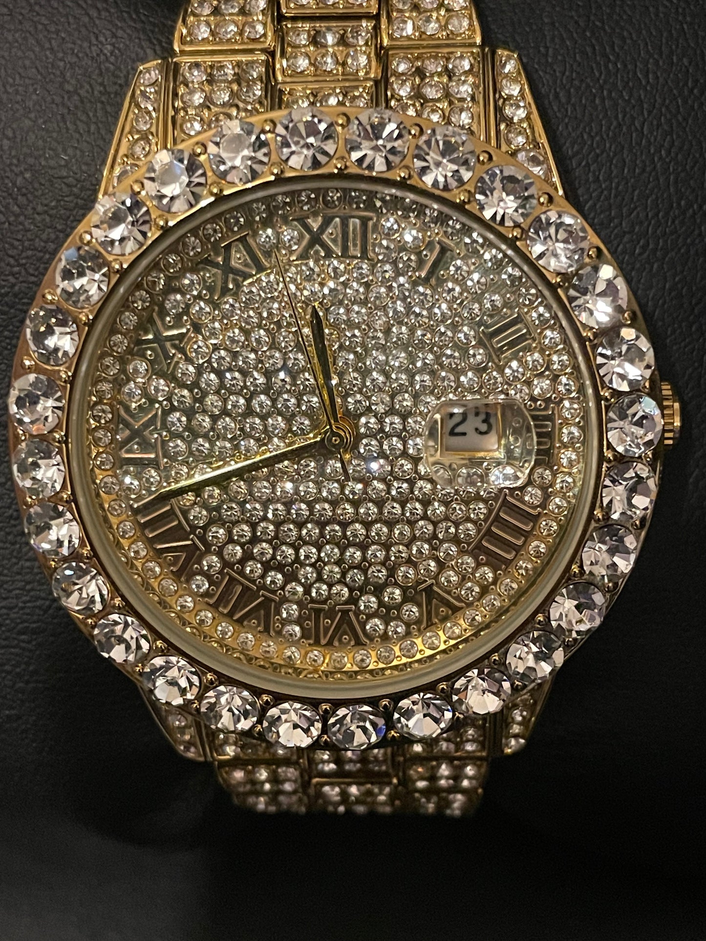 Cubic Zirconia Gold Diamond Watch