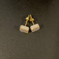 CZ gold square earrings